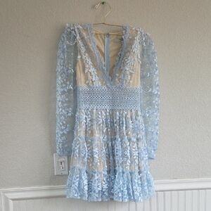 EB Luxe Los Angeles Cream Attire with Soft Blue Dress